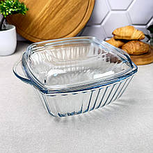 Форма для запікання скляна Borcam 2.6 л квадратна з кришкою 59049