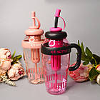 Склянка для напоїв бузкова прозора з трубочкою та фільтром 1300 мл, фото 3