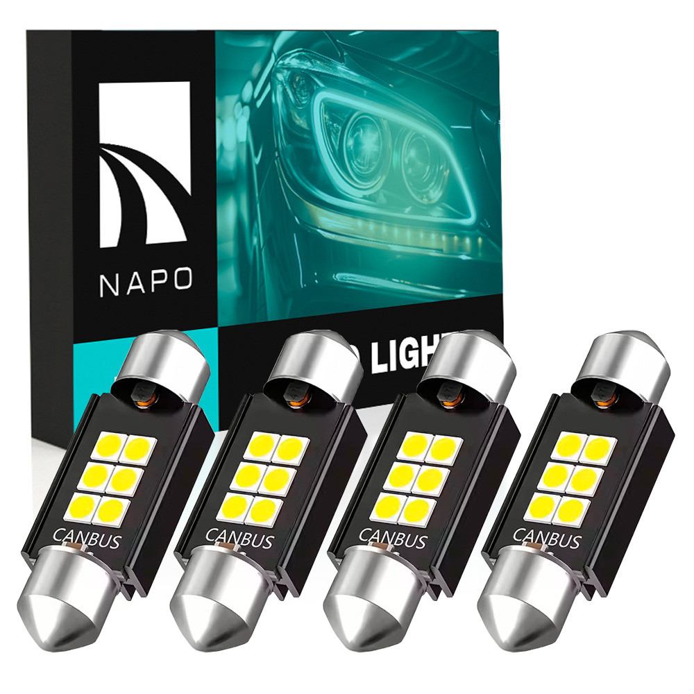 Комплект світлодіодних ламп NAPO LED SJ-3030-6SMD 41mm C5W C10W колір світіння білий 4 шт