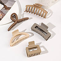 Набір великих шпильок-крабів різних форм і кольорів, сильна фіксація, 5 штук. Якість!