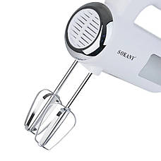 Ручний міксер Sokany SK-6640 кухонний міксер із насадками для тесту 5 швидкостей 400Вт Білий, фото 3