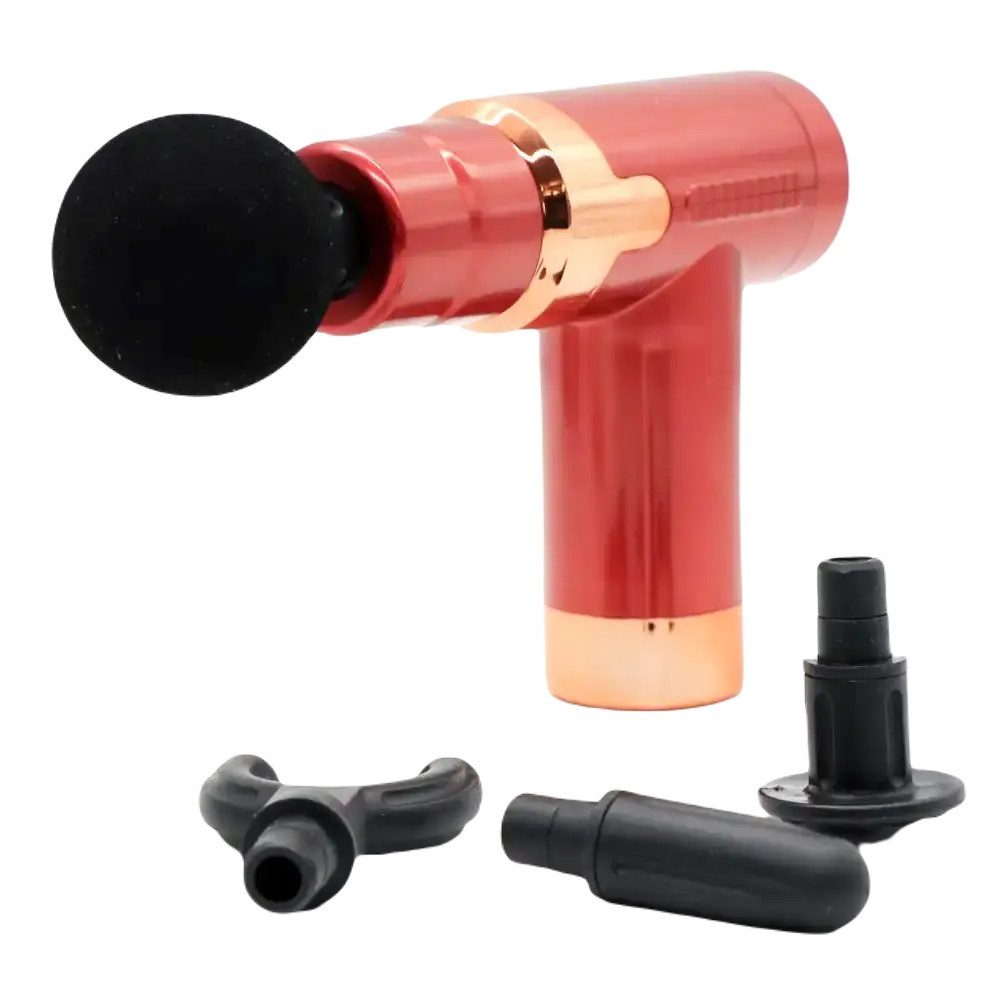 Ручний масажер для м'язів RIAS Fascial Gun JY-760 акумуляторний 4 насадки Red (3_05886), фото 1