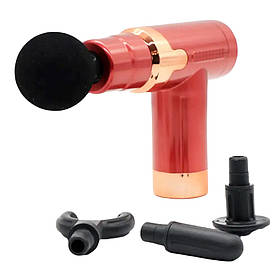 Ручний масажер для м'язів RIAS Fascial Gun JY-760 акумуляторний 4 насадки Red (3_05886)