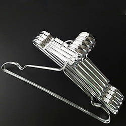 Вішалки тремпелі металеві срібні для одягу, суконь, блузок в шафу, 41 см