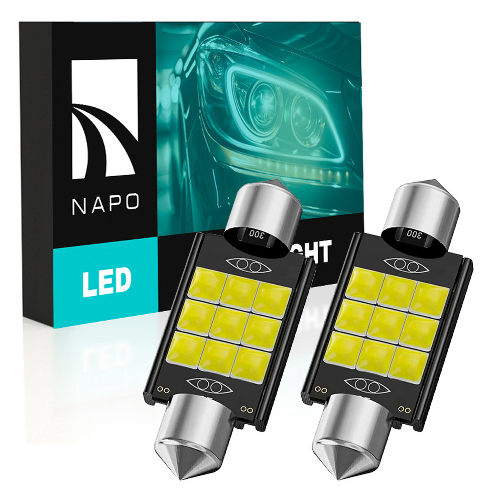 Комплект світлодіодних ламп NAPO LED SJ-3030-9SMD 31mm C5W C10W колір світіння білий 2 шт