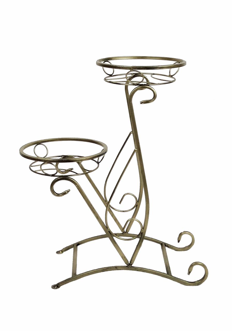 Кована підставка Сані під 2 квіткові горщики вінтажна, дно вазону d-20 см, Хатинка, фото 1