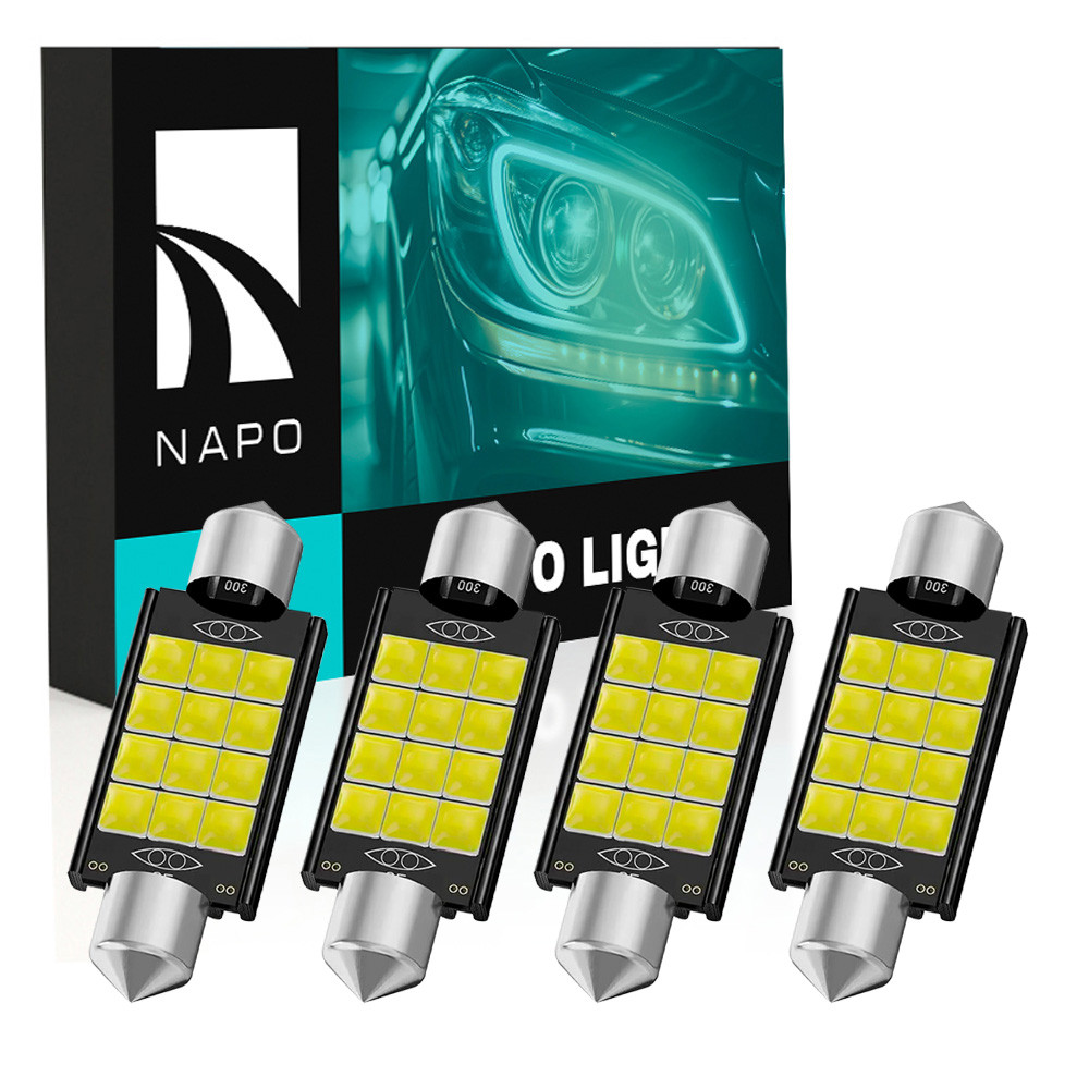 Комплект світлодіодних ламп NAPO LED SJ-3030-12SMD 41mm C5W C10W колір світіння білий 4 шт