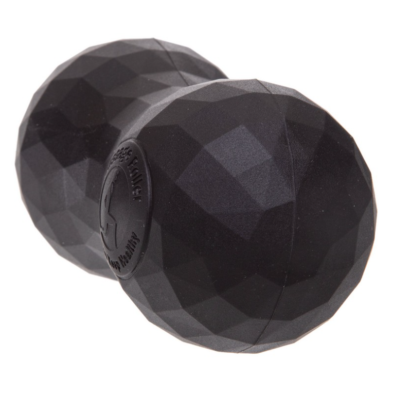 Подвійний кінезіологічний масажний TPR м'яч Duoball SP Planeta FI-3808 для самомасажу 13,5x6 см. Чорний