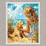 Картина за номерами Дівчина з песиком на пляжі 30*40 см Ідейка KHO 8492, фото 2
