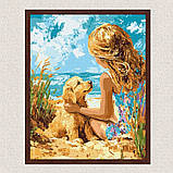 Картина за номерами Дівчина з песиком на пляжі 30*40 см Ідейка KHO 8492, фото 3