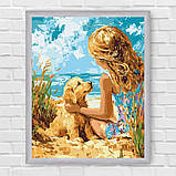 Картина за номерами Дівчина з песиком на пляжі 30*40 см Ідейка KHO 8492, фото 6