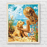 Картина за номерами Дівчина з песиком на пляжі 30*40 см Ідейка KHO 8492, фото 7