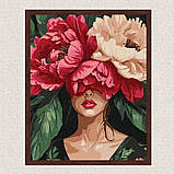 Картина за номерами Люди. Дівчина в піонах 30*40 см Ідейка KHO 8496, фото 3