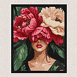 Картина за номерами Люди. Дівчина в піонах 30*40 см Ідейка KHO 8496, фото 4