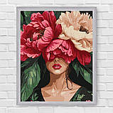 Картина за номерами Люди. Дівчина в піонах 30*40 см Ідейка KHO 8496, фото 6