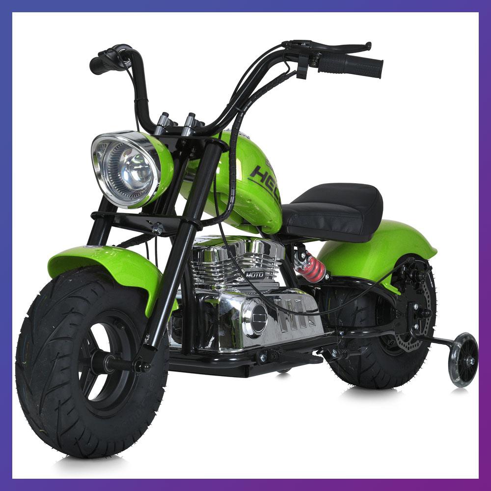 Дитячий електро мотоцикл двоколісний на акумуляторі Harley-Davidson M 6016 для дітей 3-8 років Зелений
