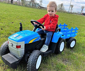 Дитячий електромобіль Трактор із причепом на радіокеруванні Bambi M 6038 Синій