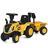 Дитяча каталка-толокар трактор із причепом Bambi 658C-6 світлові та звукові ефекти Жовтий, фото 3
