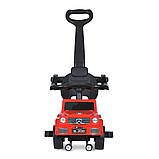 Дитяча каталка-толокар Mercedes M 5046L-3 з батьківською ручкою 2 в 1 Червоний, фото 3