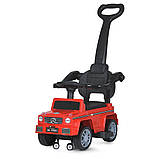Дитяча каталка-толокар Mercedes M 5046L-3 з батьківською ручкою 2 в 1 Червоний, фото 7