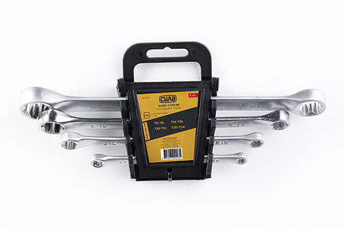 Набор ключей накидных двусторонних TORX CrV (T6-T8, T10-T12, T14-T18, T20-T24) (4шт) СИЛА 201332, фото 1