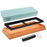 Набір для заточування ножів з бамбуковою підставкою, професійний, фото 3