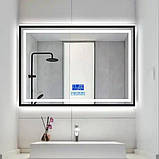 Дзеркало DUSEL 80х65см LED підсвічування DE-M0061S1 Bluetooth сенсорне включення підігрів годинник температура динаміки, фото 2