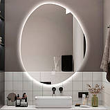 Дзеркало DUSEL 60х80см овальне LED DE-M1020 сенсорне включення підігрів годинник температура, фото 3
