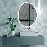 Дзеркало DUSEL 60х80см овальне LED DE-M1020 сенсорне включення підігрів годинник температура, фото 4