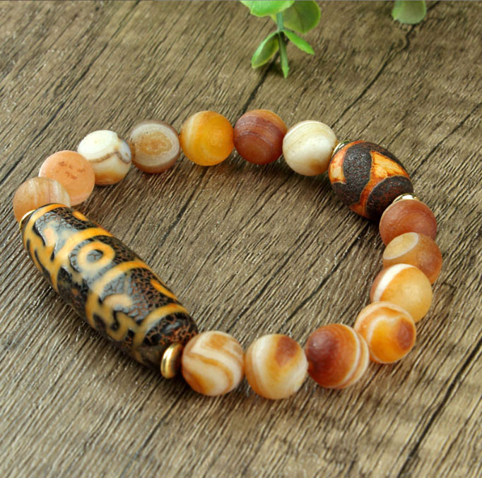 Браслет ДЗІ жовта 3 очі жовті намистини