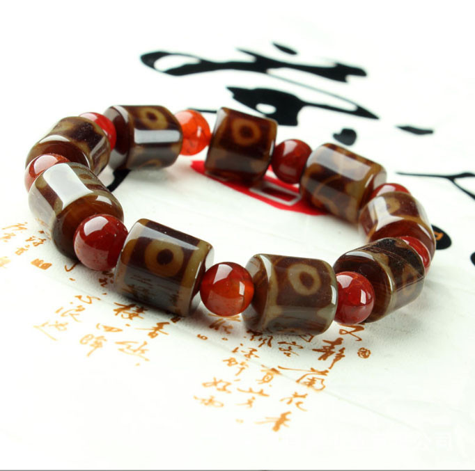 Браслет ДЗІ 3 очі дев'ять намистин