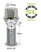 Болти колісні M14x1,5 – 28 мм.; Конус Хром, ключ 17 (Starleks bk78) (Alfa Romeo, BMW, Fiat, Citroen, Saab,