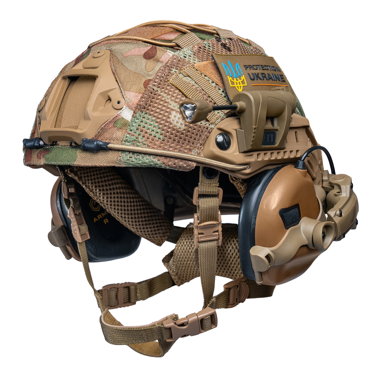 Шолом тактичний Fast TEAM WENDY Helmet NIJ IIIA + Навушники Earmor M31 MOD3 з чебурашкою + ліхтарик + кавер, фото 1
