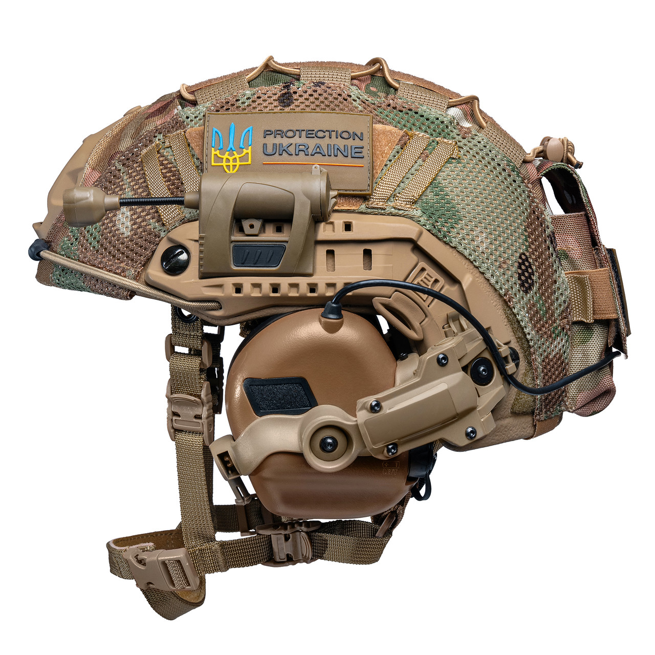 Шолом тактичний Fast TEAM WENDY Helmet NIJ IIIA + Навушники Earmor M31 MOD3 з чебурашкою + ліхтарик + кавер