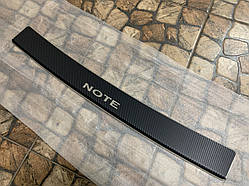 Накладка на бампер с загибом для Nissan NOTE II  (2012-2020) (Carbon)