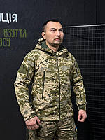 Тактическая Куртка Tactical Софтшелл Пиксель Утеплена на флисе mm14. Военная куртка softshrell пиксель