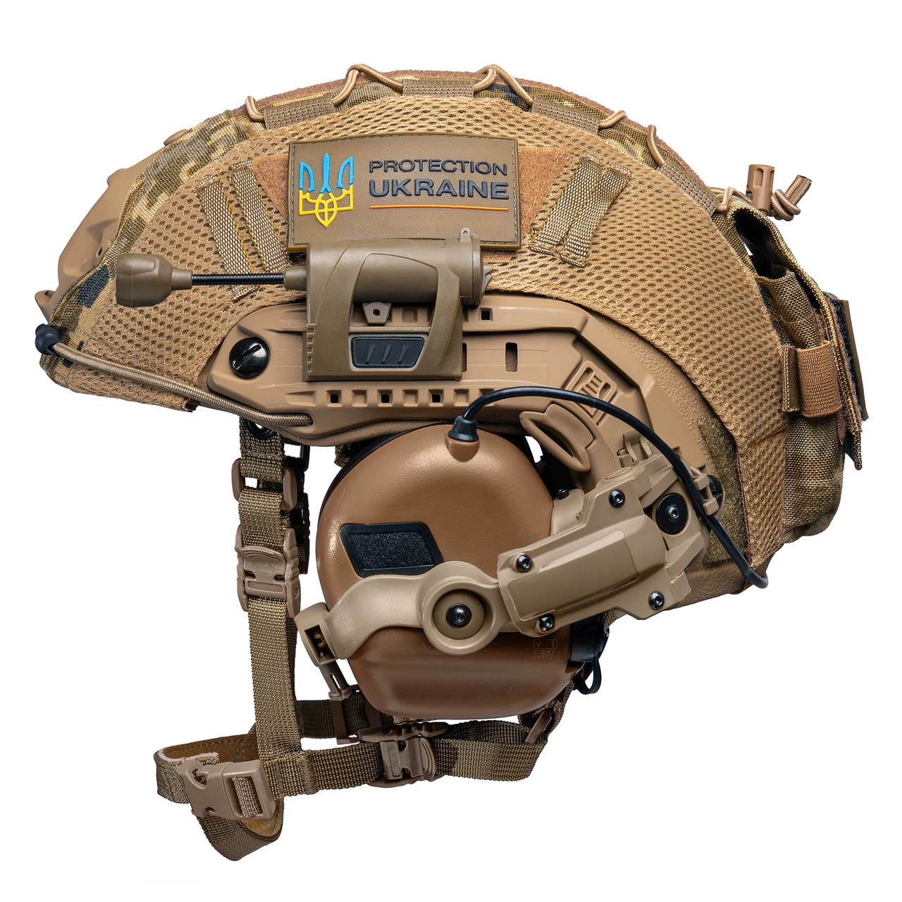 Шолом тактичний Fast TEAM WENDY Helmet NIJ IIIA + Навушники Earmor M31 MOD3 з чебурашкою + ліхтарик + кавер
