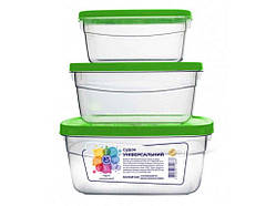Набір пластикових контейнерів з кришкою 3 предмети арт.95з ТМ НАРОДНИЙ ПРОДУКТ
