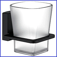 Склянка для зубних щіток пасти Чорна настінна квадратний матова скло на стіну Чехія