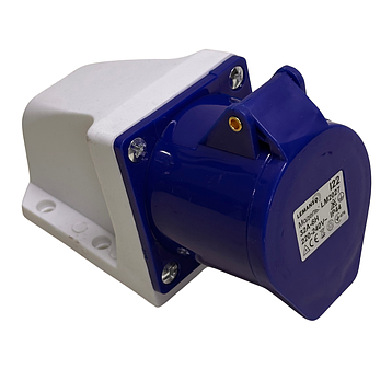 Гніздо стаціонарне LM2027 (ГС) Lemanso 32А/3п (2п+н) 220-240V IP44 синє LEE-123L, фото 3