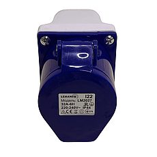 Гніздо стаціонарне LM2027 (ГС) Lemanso 32А/3п (2п+н) 220-240V IP44 синє LEE-123L, фото 4