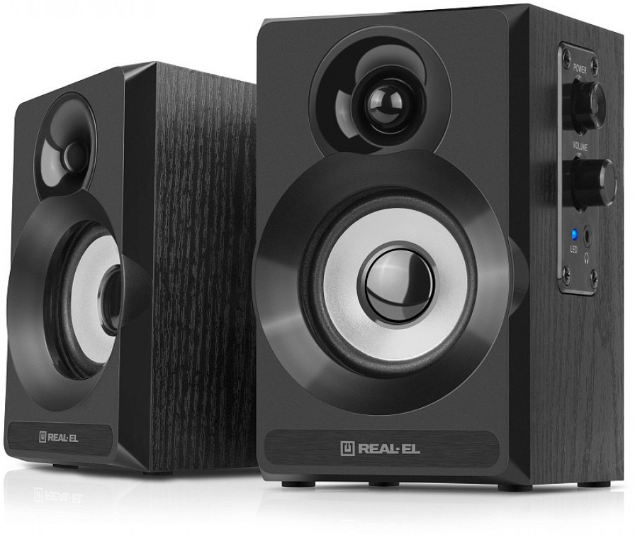 Колонки 2.0 REAL-EL S-217 Black, 2 x 6 Вт, МДФ, керування збоку, фото 1