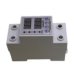 Реле напруги з контролем струму Lemanso LM31525-40A "Щит" для однофазної системи з струмом 40А