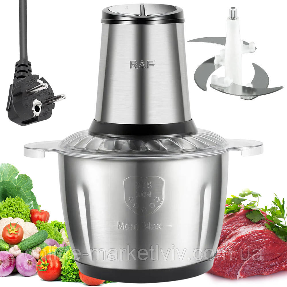 Електричний подрібнювач з чашею 3л, 1000Вт, від мережі, R7045 / Подрібнювач для кухні / Блендер подрібнювач, фото 1