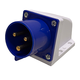 Вилка стаціонарна Lemanso LM2031 (ВС) 32А/3п з заземленням та захистом IP44 синя