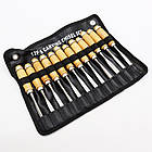 Набір різців по дереву 12 шт в чохлі / Інструменти для різьби по дереву / Стамески / Різці по дереву, фото 10