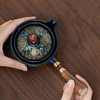 Керамічний чайний набір Blue дорожній набір із предметів для чайної церемонії у чохлі, фото 7