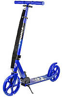 Дитячий міський складаний самокат Maraton Phonix з ременем для перенесення колеса що світяться синій