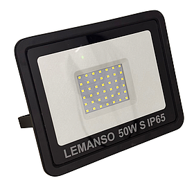 Прожектор LED 50w 6500K IP65 3200LM LEMANSO чорний з мікро. датчиком / LMPS16-50 / затримка викл. 30сек