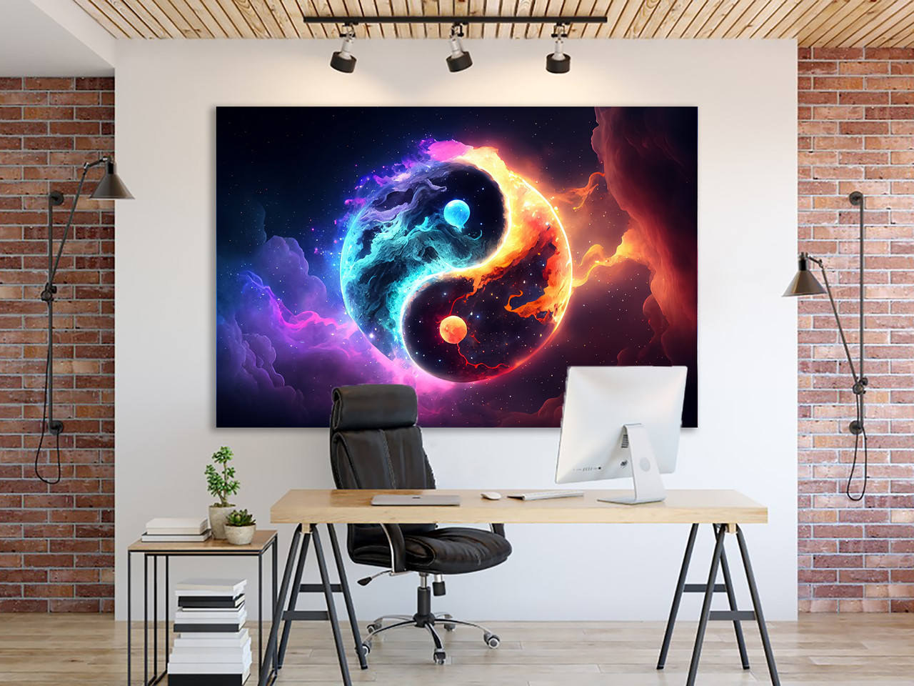 Картина на полотні  "Боротьба Інь і Ян у неоновому світі", декор для дому, фото 1